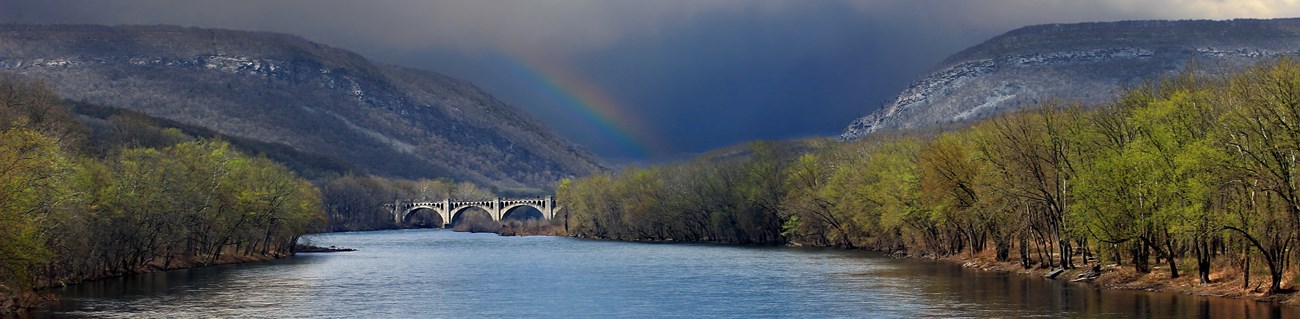 Rainbow over the Delaware River.