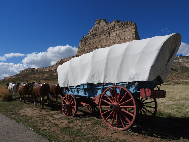 A large Conestoga covered wagon
