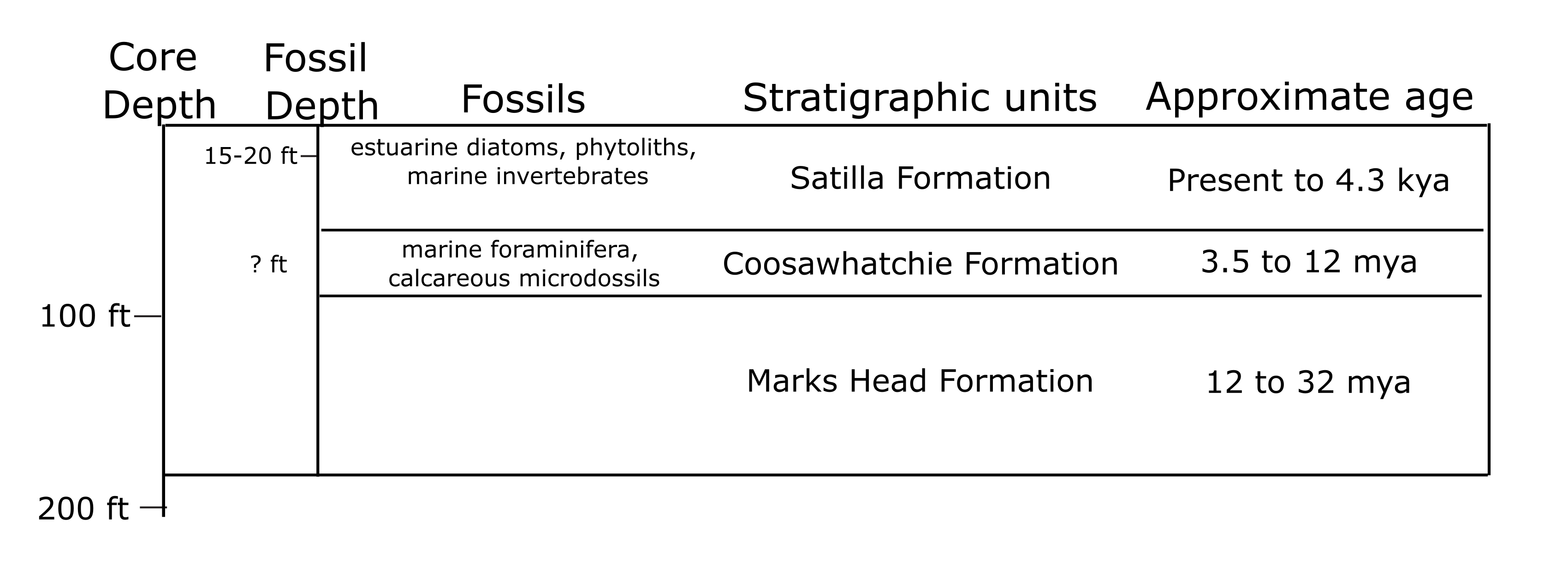 Table of park stratigraphic units.