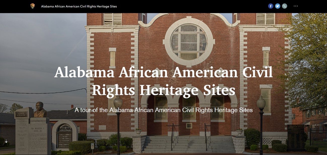 Front page of Alabama African American Civil Rights Heritage Sites Story Map