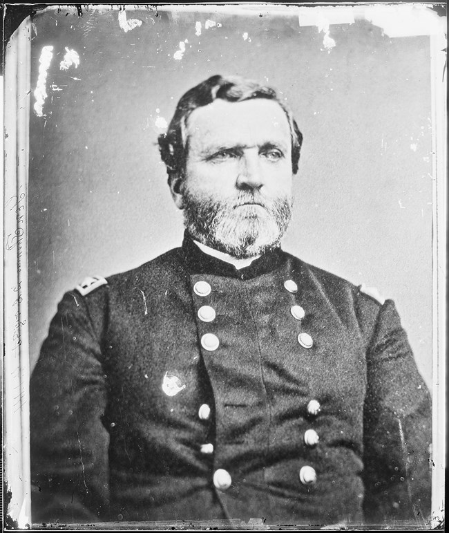 General George H. Thomas Black and white portrait of a man looking off into the distance, while wearing a civil war uniform