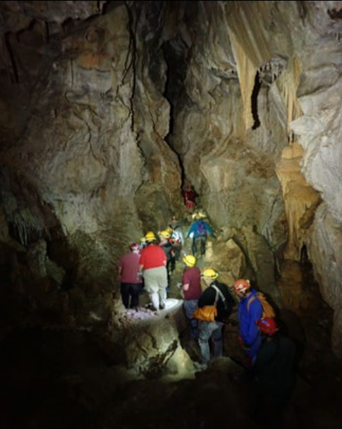 Group of volunteers off trail in Lehman Caves