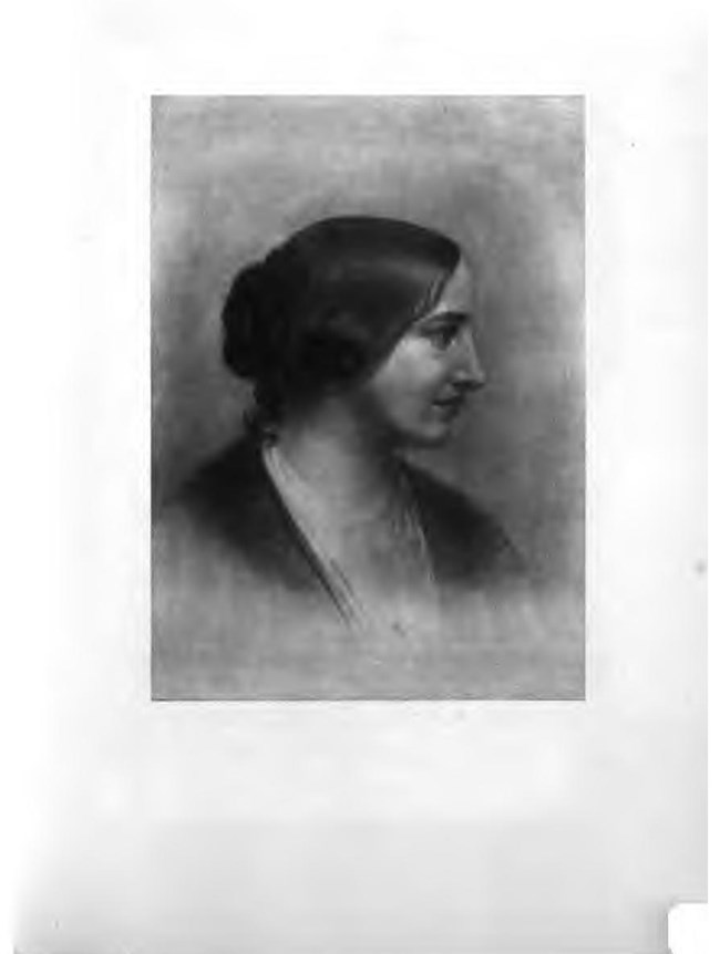 HTB5-EdnahDowCheney Black and white profile portrait of a woman, Ednah Dow Cheney, with her hair in a bun.