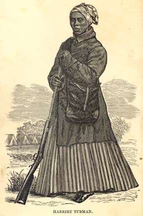 Engraving of Harriet Tubman as a scout during the Civil War