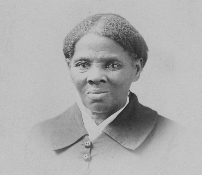 HarrietTubman-Sanborn portrait of harriet tubman, with her natural hair close to her head and parted down the middle