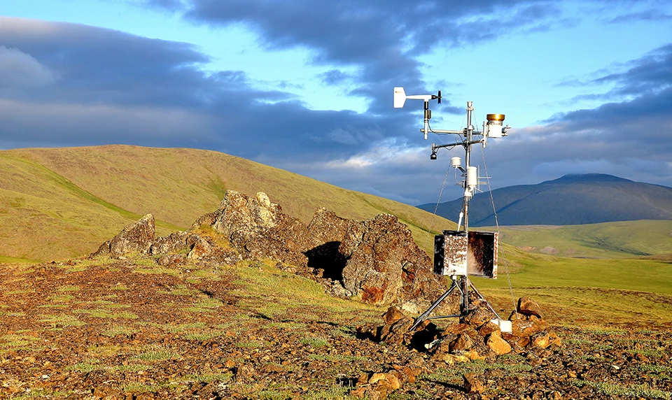 Howard Pass Noatak National Preserve Climate station basks in the golden hues of an Arctic evening at Howards Pass, Noatak National Preserve