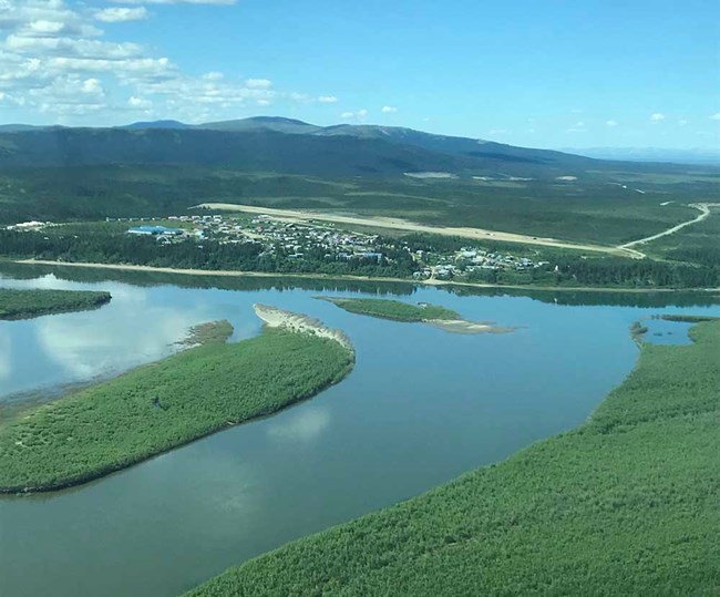 A village on the river's edge.