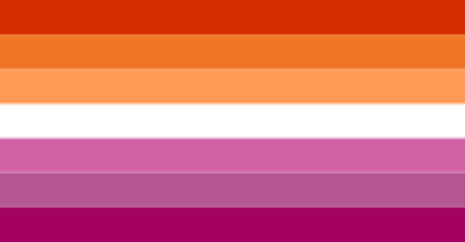 Dark Orange, orange, light orange, white, pink, dusty pink, dark rose Flag