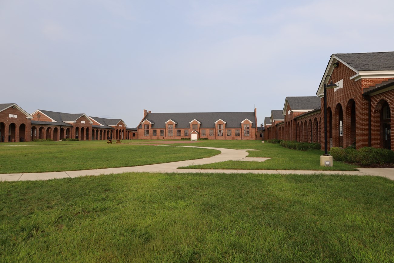 Lorton_Reformatory_2020b Open green space in brick penitentiary.
