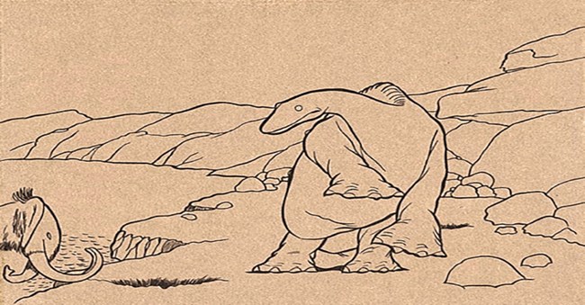 Drawing of prehistoric life Drawing of prehistoric life