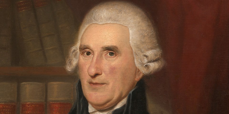 Portrait of Thomas McKean wearing a black coat and wig.