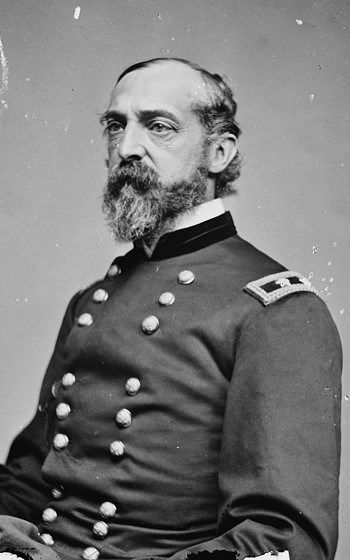 Major General George Gordon Meade posed for a portrait in his uniform.
