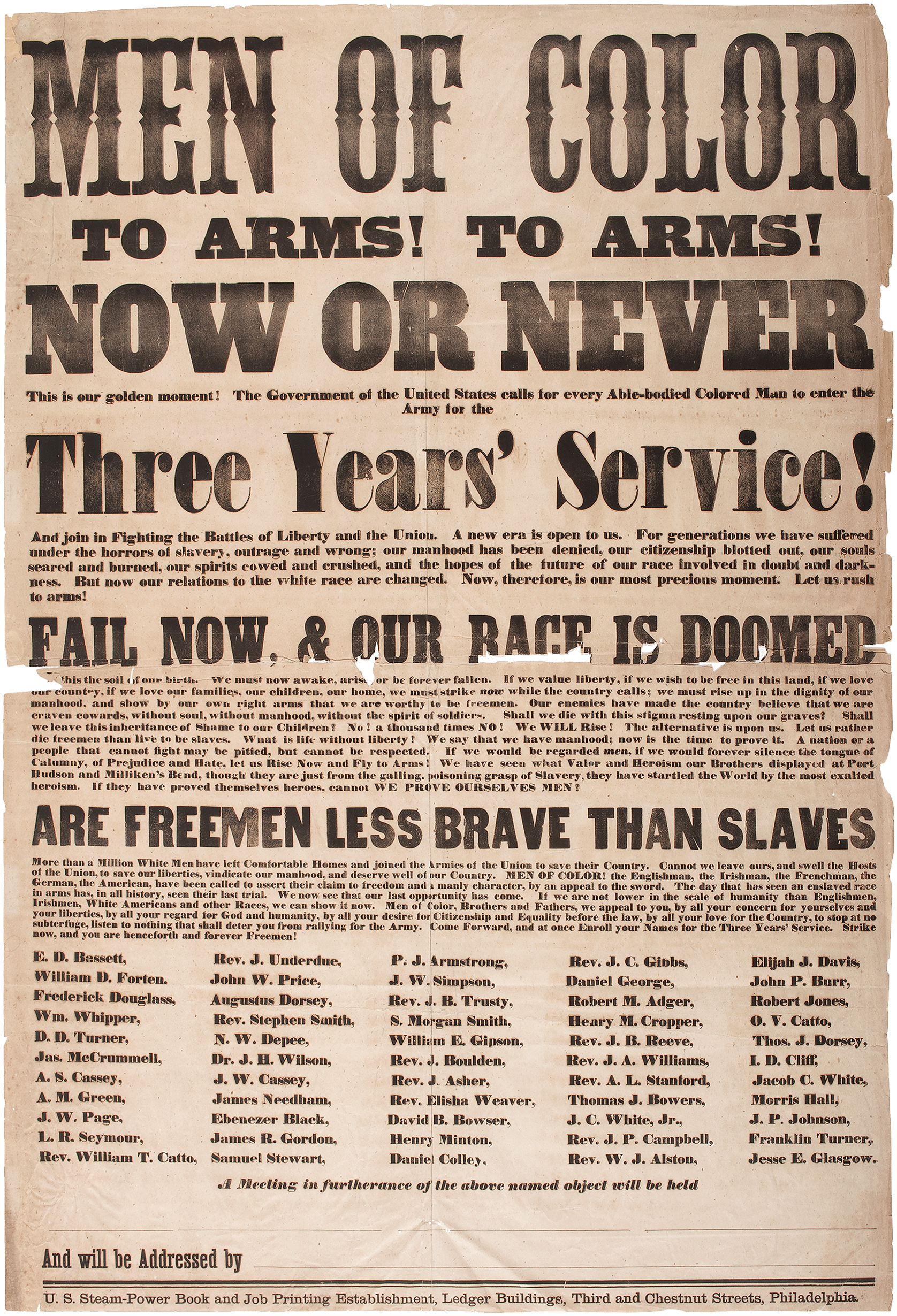 Black and white newspaper poster with sepia paper and black text writing