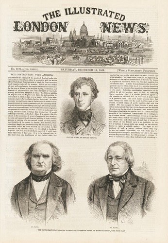 A news article form the Illustrated London News dated December 14, 1861. Sketches are included of Wilkes, Mason and Slidell.