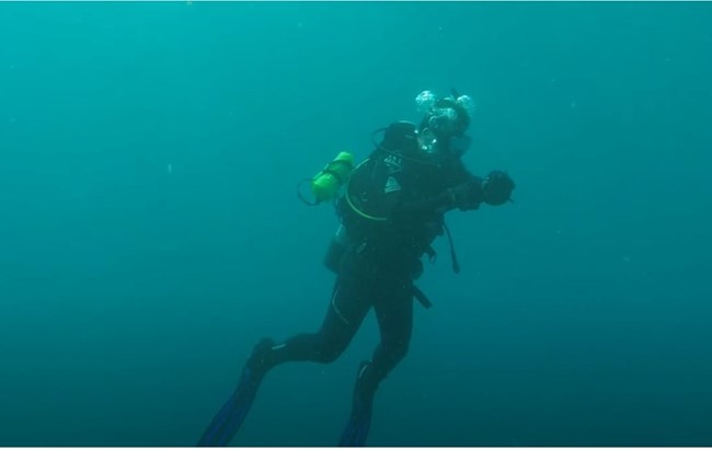 SCUBAnaut Sammy Byrns Underwater view of scuba diver
