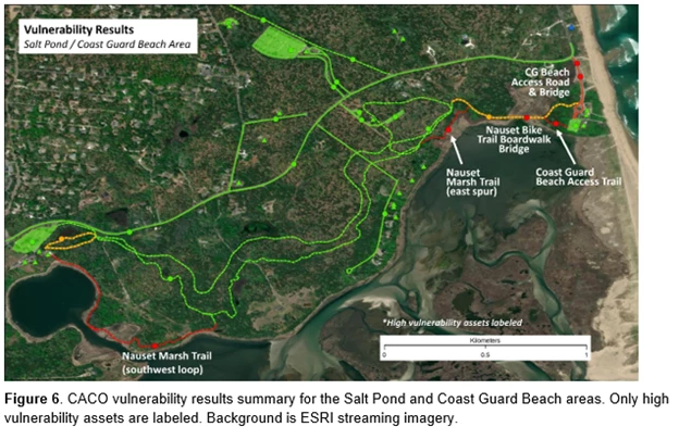 Coastal Hazards & Sea-Level Rise Asset Vulnerability Assessment for Cape Cod National Seashore Coastal hazards and sea-level rise asset vulnerability map for Salt Pond and Coast Guard Beach areas.