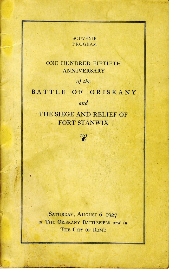 Program A old souvenir program from Fort Stanwix and Oriskany anniversary event.