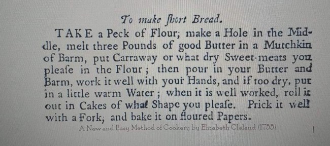An old recipe in faded black print.