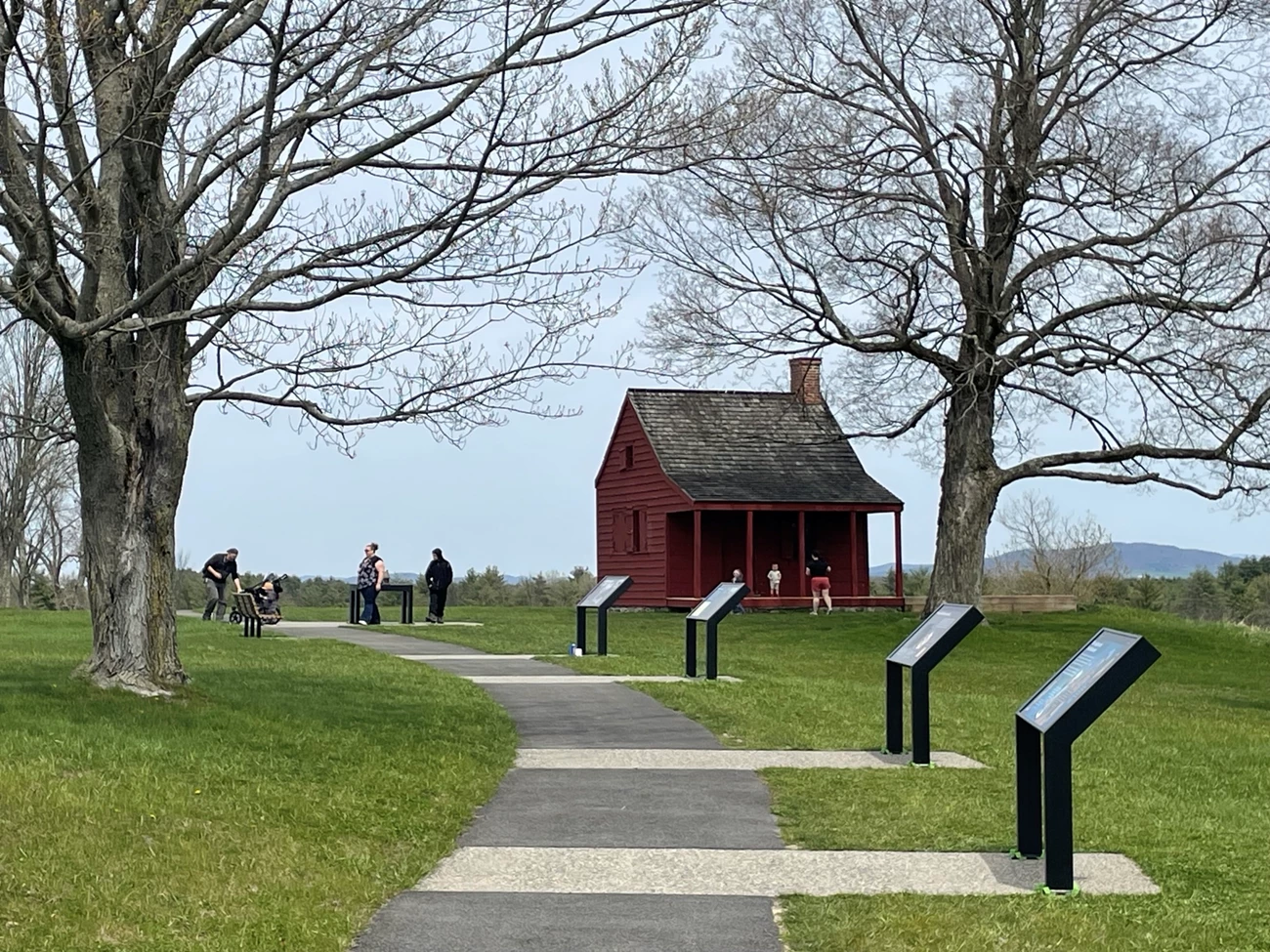 Saratoga NHP View of Saratoga NHP structure and waysides from accessible walkway.