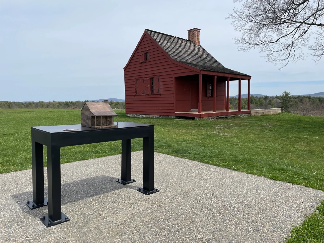Saratoga NHP Tactile 3D bronze model Neilson House Saratoga NHP Tactile 3D bronze model positioned in front of Neilson House in background.