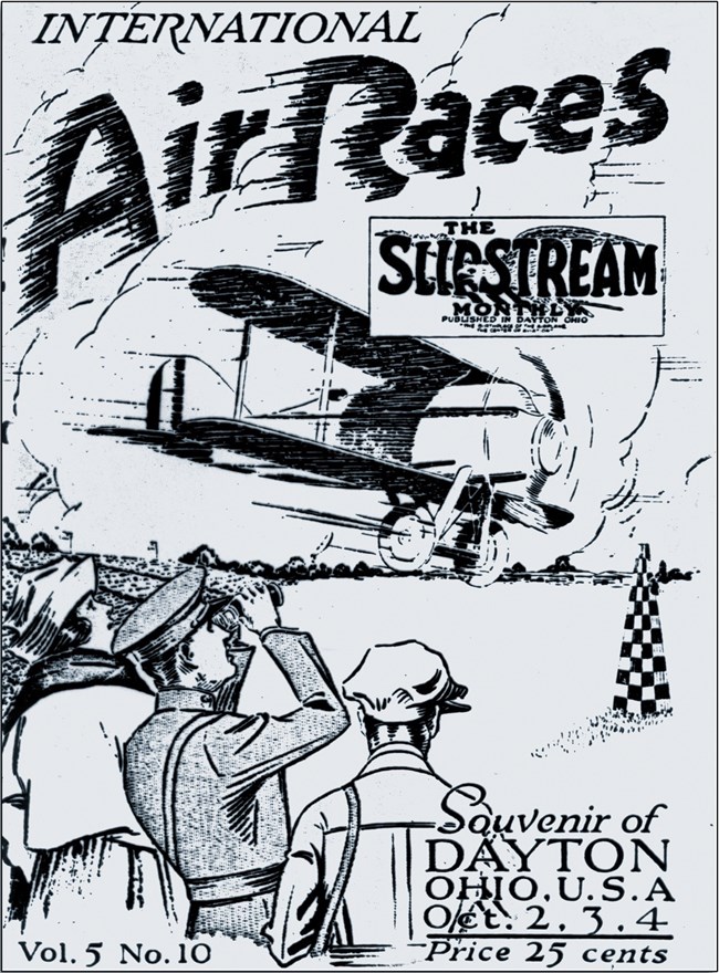 This souvenir issue for the International Air Races held in Dayton, Ohio on October 2, 3, and 4th, 1924, promotes Dayton, Ohio as the birthplace of aviation