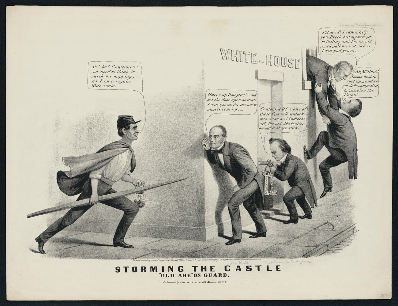 Storming the Castle A political cartoon parodying the 1860 presidential election