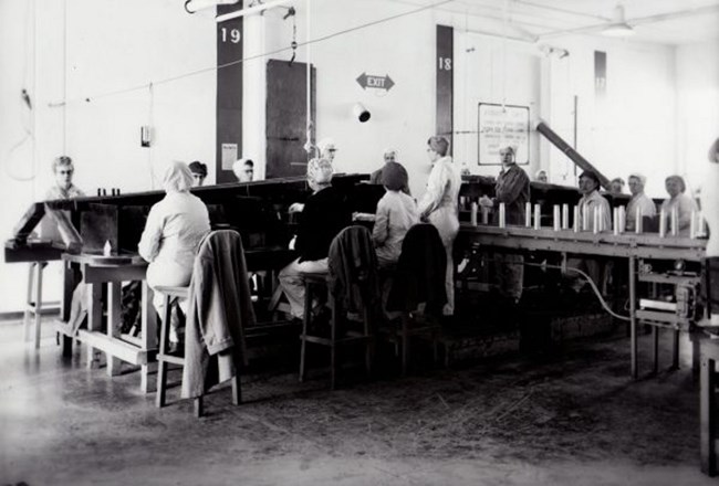 women making munitions at amunition depot during world war II