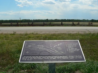 Horse Creek Treaty Wayside A metal plaque with text and a map.
