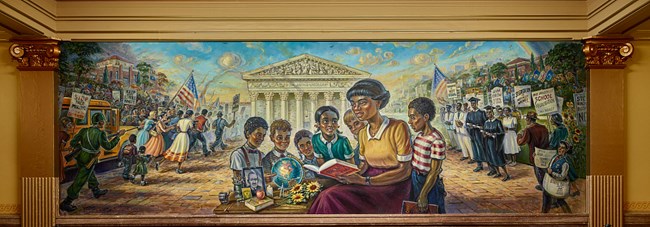 Brown v. Board Mural Mural of woman reading to children