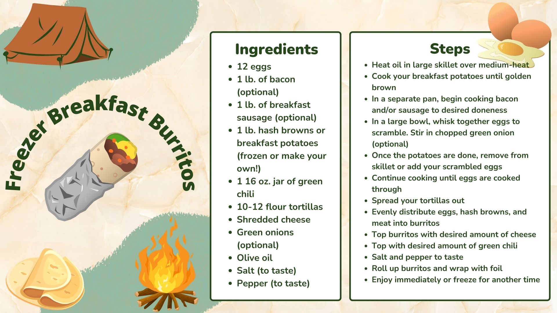 Camping breakfast burritos recipe