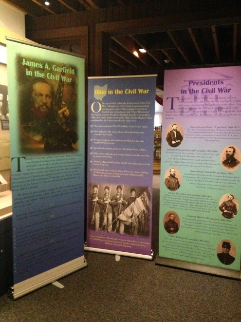 3 panels that talk about the Civil War- James A. Garfield, Ohio in the war, presidents in the war