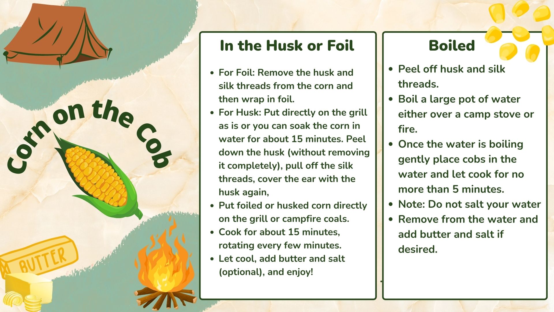 Camping Recipes Corn on the Cob U.S. National Park Service