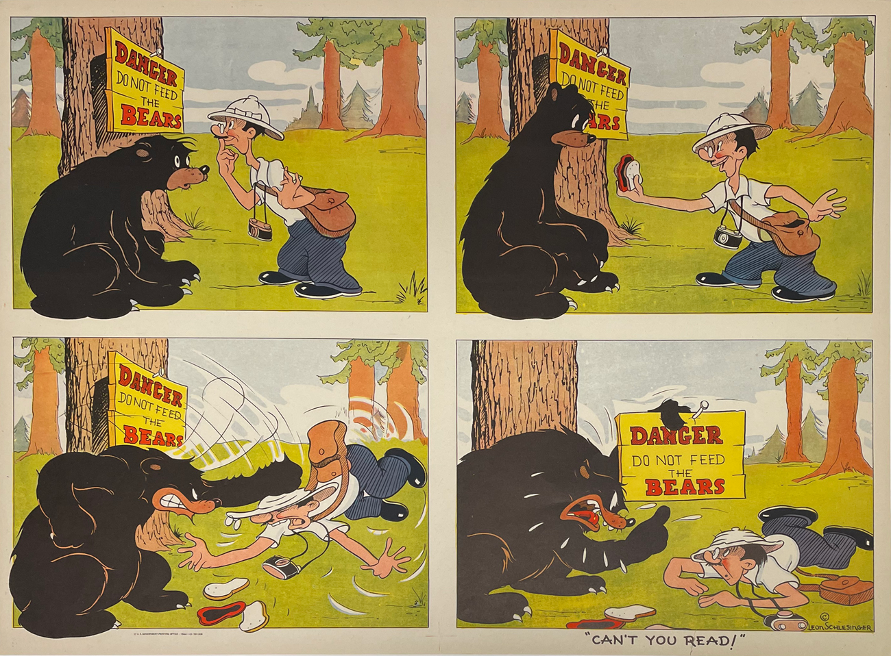 Bear feeding cartoon 4 panel cartoon about man feeding a bear