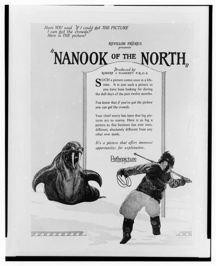 Illustrated advertisement titled "Revillon Frères presents 'Nanook of the North'"