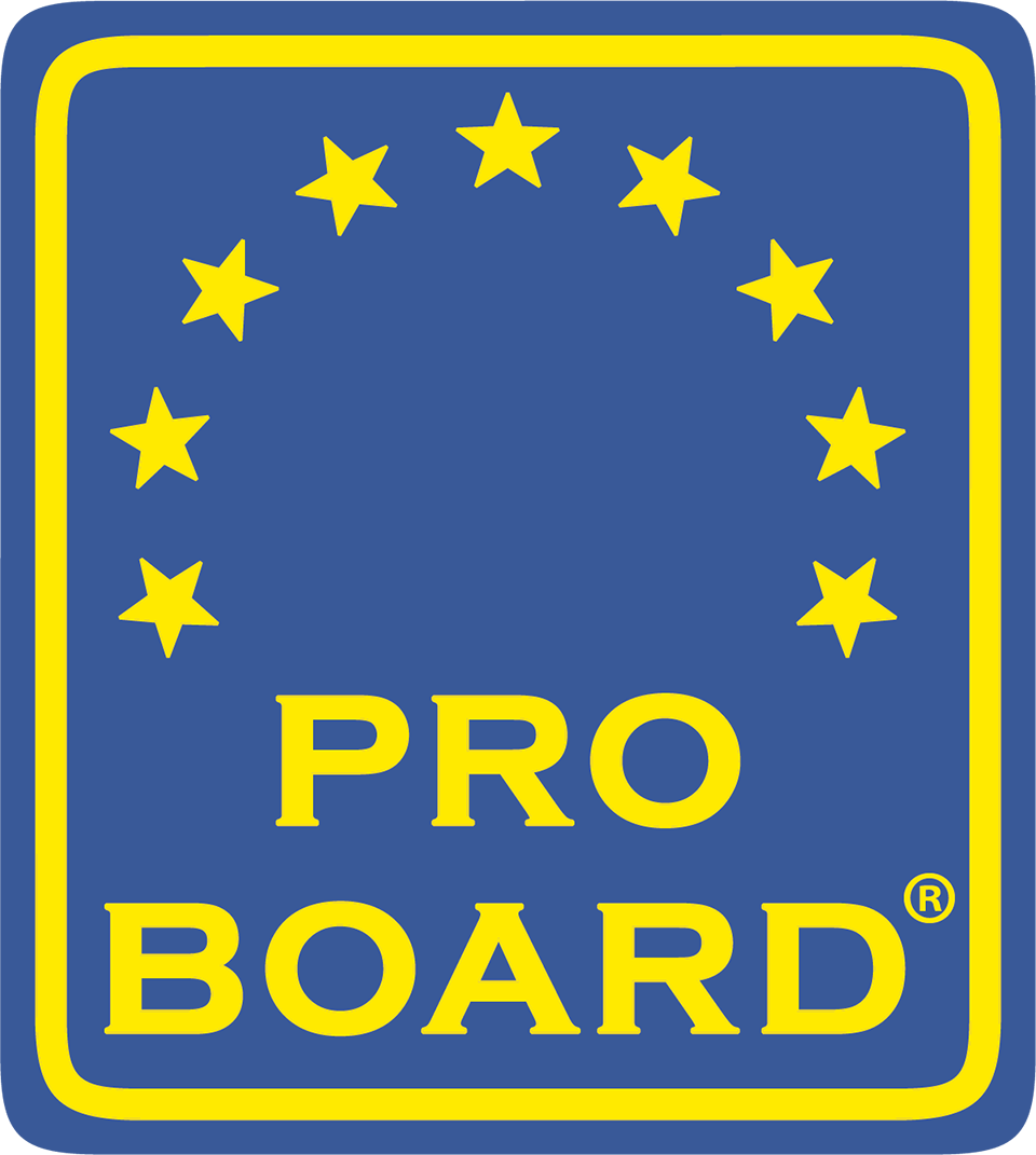 Logo for the Pro Board - blue with yellow stars and text that reads PRO BOARD.