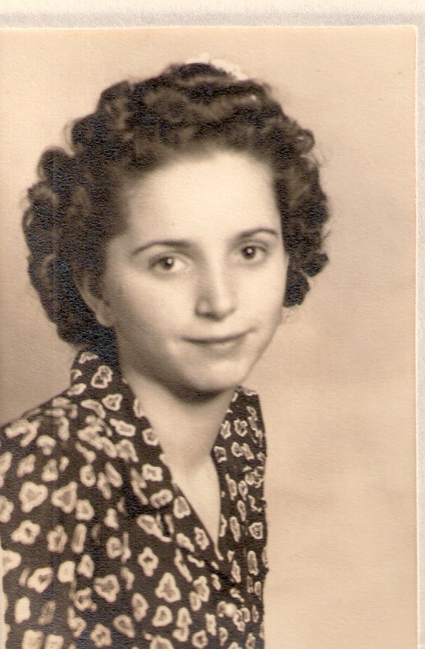 Shirley Allen in 1943 Portrait of a young woman in a dress