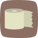 A simple icon showing a roll of toilet paper