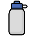 Simple line drawing of a reusable water bottle for hiking