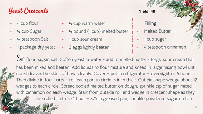 image of recipe card for yeast crescents