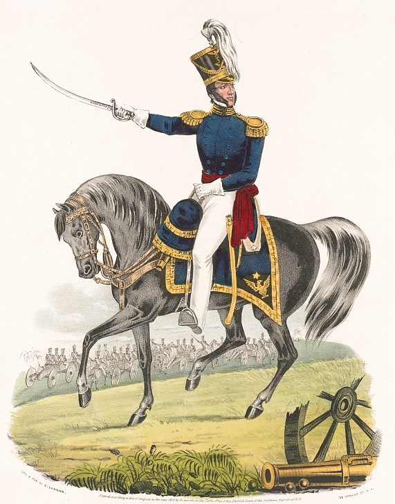 Color lithograph of Samuel Ringgold on his horse.