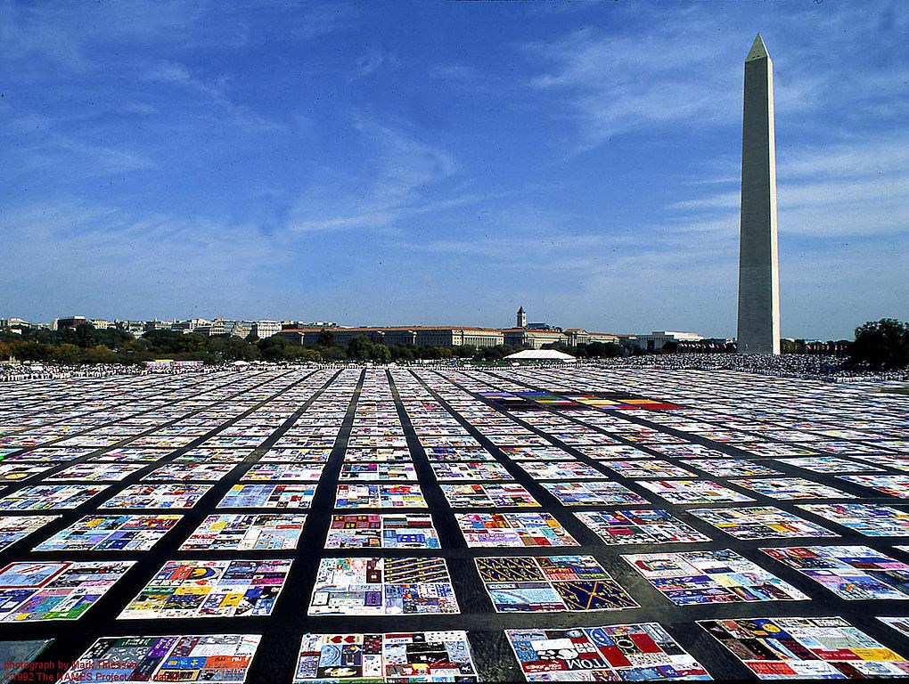 AIDS quilt on the National Mall by NIH Quilt squares fill the National Mall