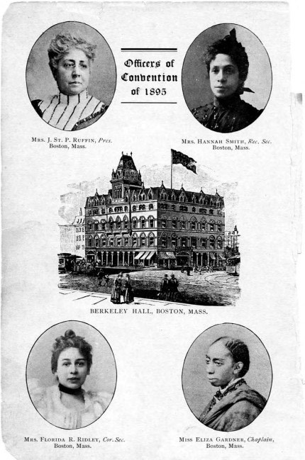 1895-Convention A black and white print of the program of the 1895 First National Conference of Colored Women of America.