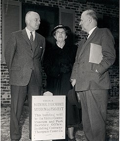 Historical photo of Alfred Jones, Margaret Davis Cole, and Director Conrad Wirth