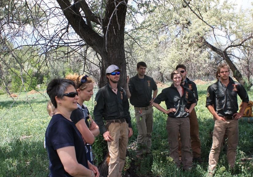 Laura Hansen, Marcy DeMillion and Utah Conservation Crew at the Big Bend restoration site. National Park Service photo.