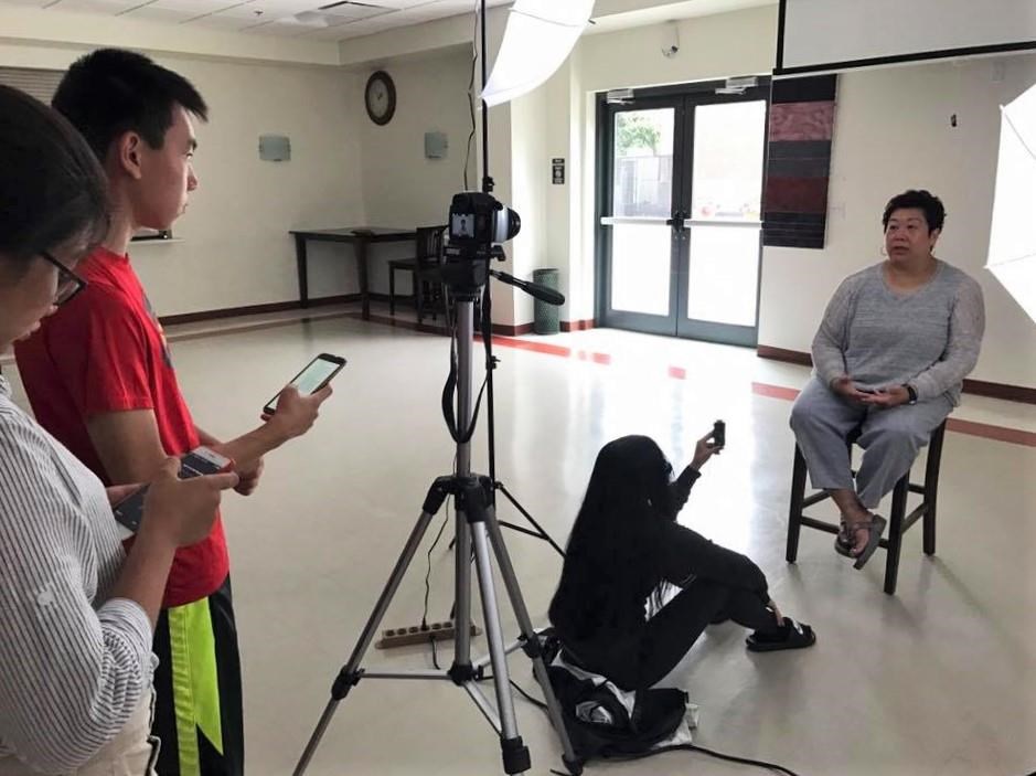 Students learned how to interview, use professional lights and set up shots for the short films they produced. Photo courtesy of Madi Mühlberg.