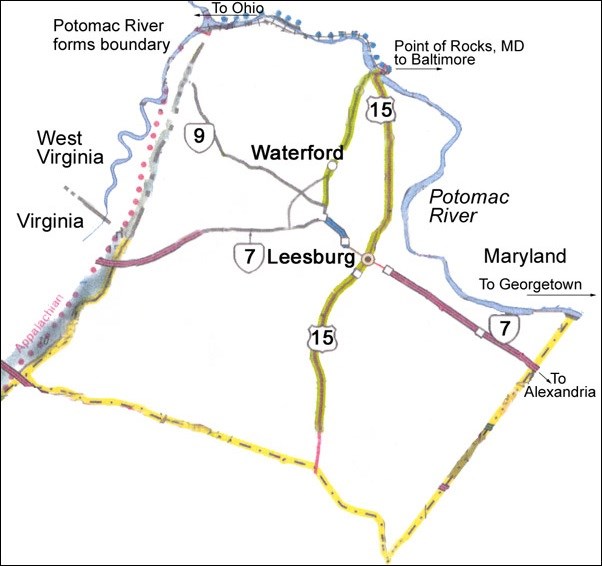 Map of Loudoun County in Virginia.