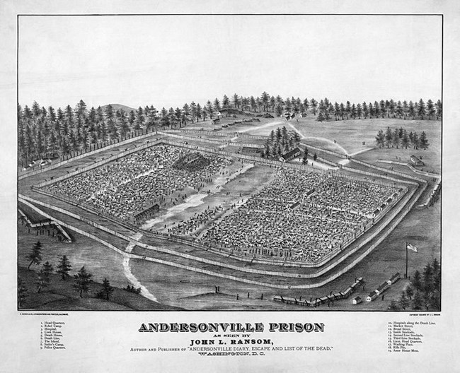 1882 Map of Andersonville Prison by John Ransom