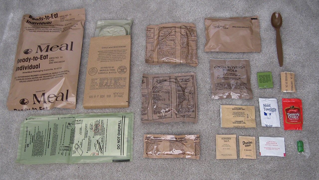 Contents of an MRE laid out