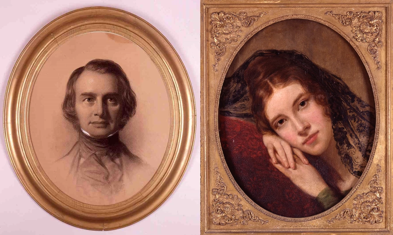 Portraits of Henry & Fanny portraits of man and woman side-by-side