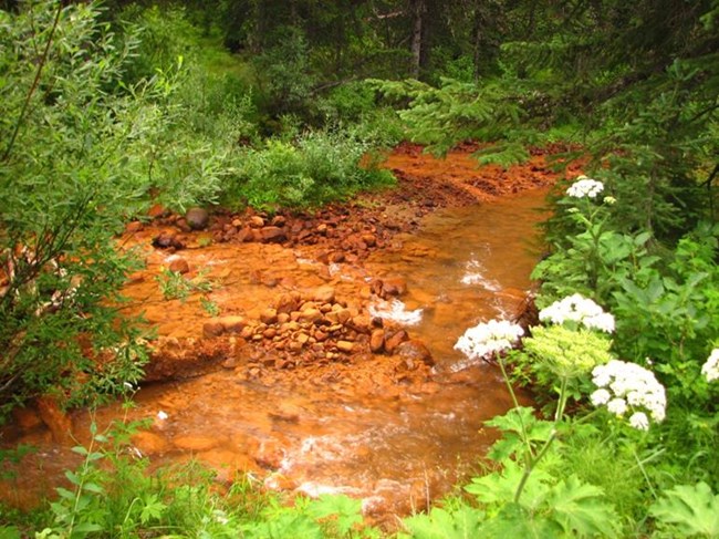 Figure 1 SBC Oxidized iron sediments in Soda Butte Creek
